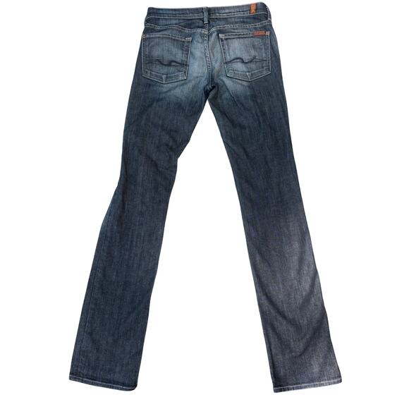 7 for all Mankind Jeans Sz 28 Straight Low Rise Distressed Dark Casual Y2K - Picture 5 of 9
